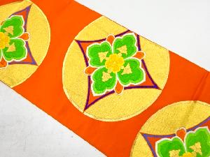 アンティーク　花七宝模様織り出し袋帯(材料)